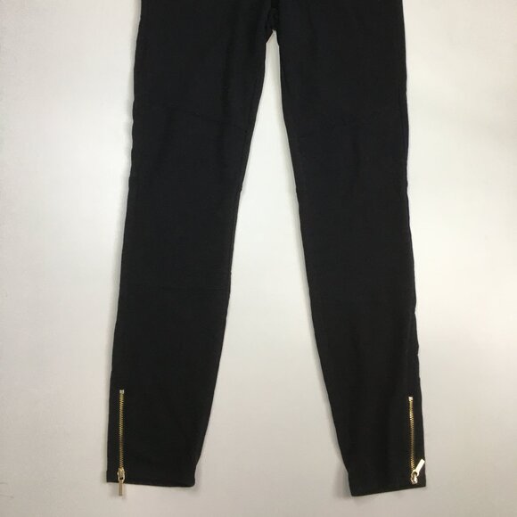 BEBE Black Gold Logo Back Moto Look Zip Ankle Skinny Leg Pull On Pant - Picture 8 of 13